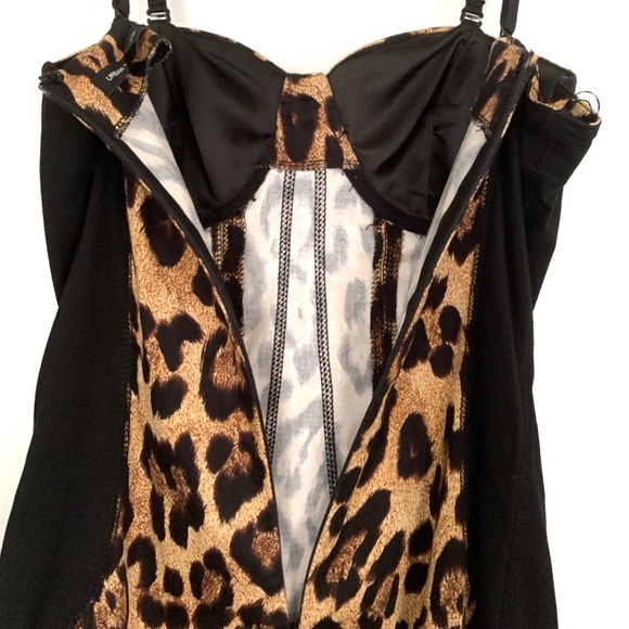 Leopard Animal Print Bustier Corset Cocktail Dress Black Size Small Club Sexy - Picture 7 of 10